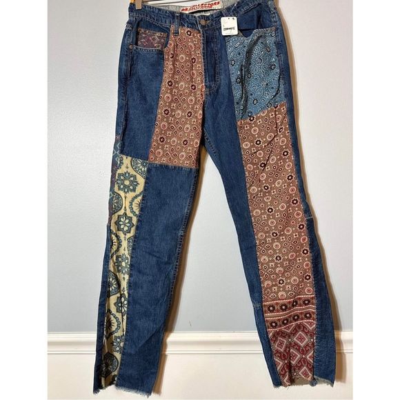 New Dr. Collectors x Free People Patched Jeans Size Small - Picture 2 of 5
